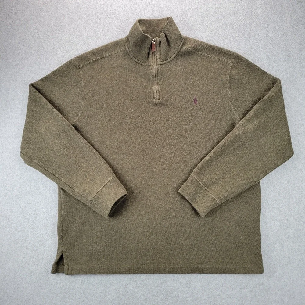 Polo Ralph Lauren Sweater Mens‎ XL Quarter Zip Pullover Knit Pony Preppy Green